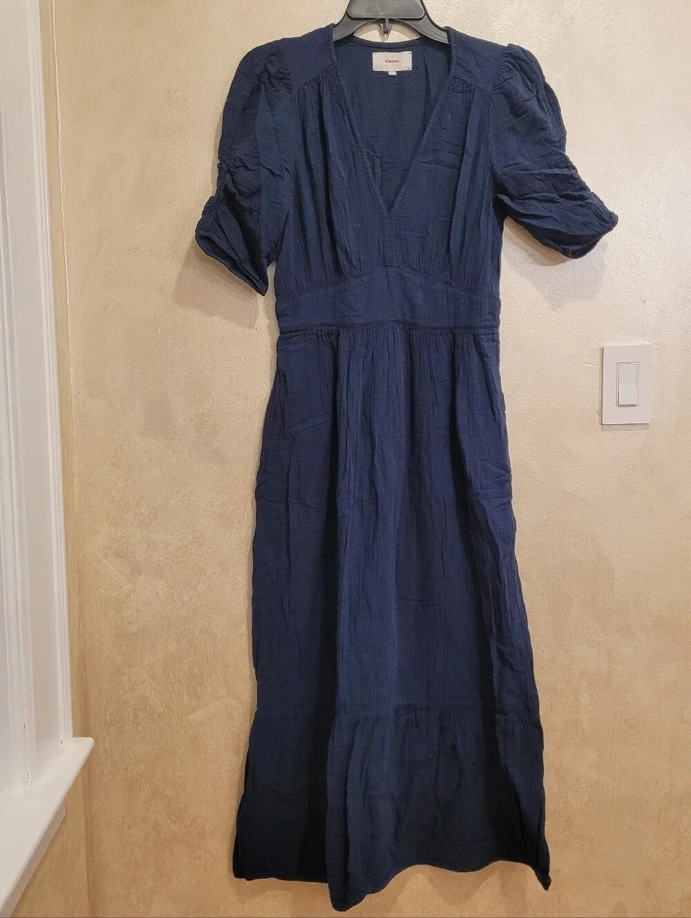 XIRENA BRINLEY COTTON MIDI DRESS IN NAVY
